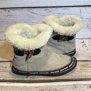 Staheekum Suede Faux Fur Ankle Boots Womens 9 Beige Natural Cozy Warm